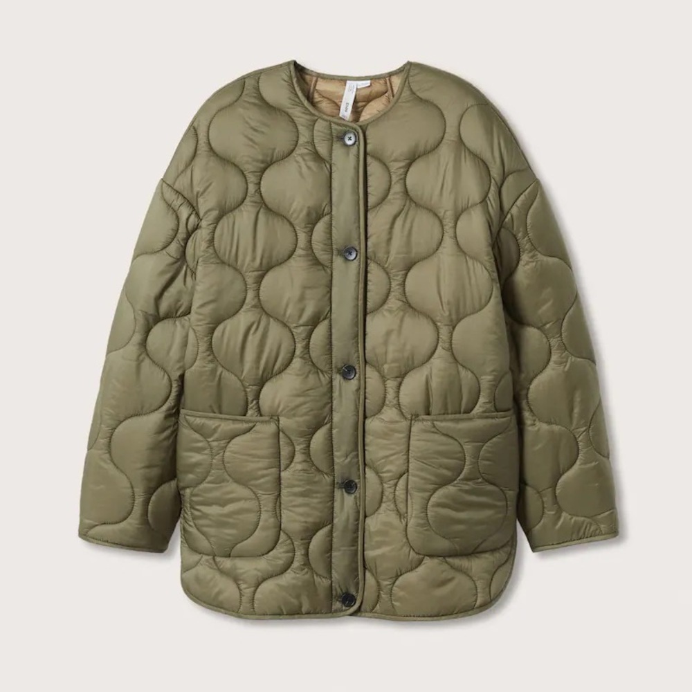 Green satin quilted jacket